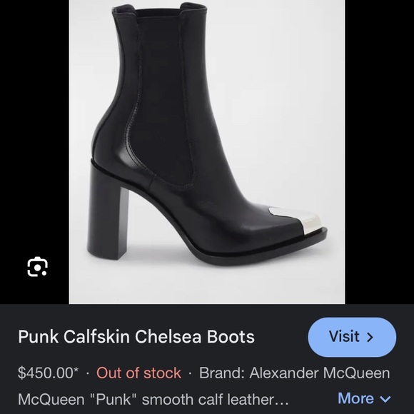 Alexander McQueen - Punk Calfskin Chelsea Boots - Bought from Neiman Marcus site - Picture 3 of 9